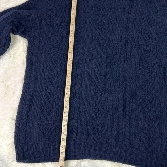 SAOL Irelend Blue Sweater - Merino Wool Aran Shawl Collar - Picture 7 of 7